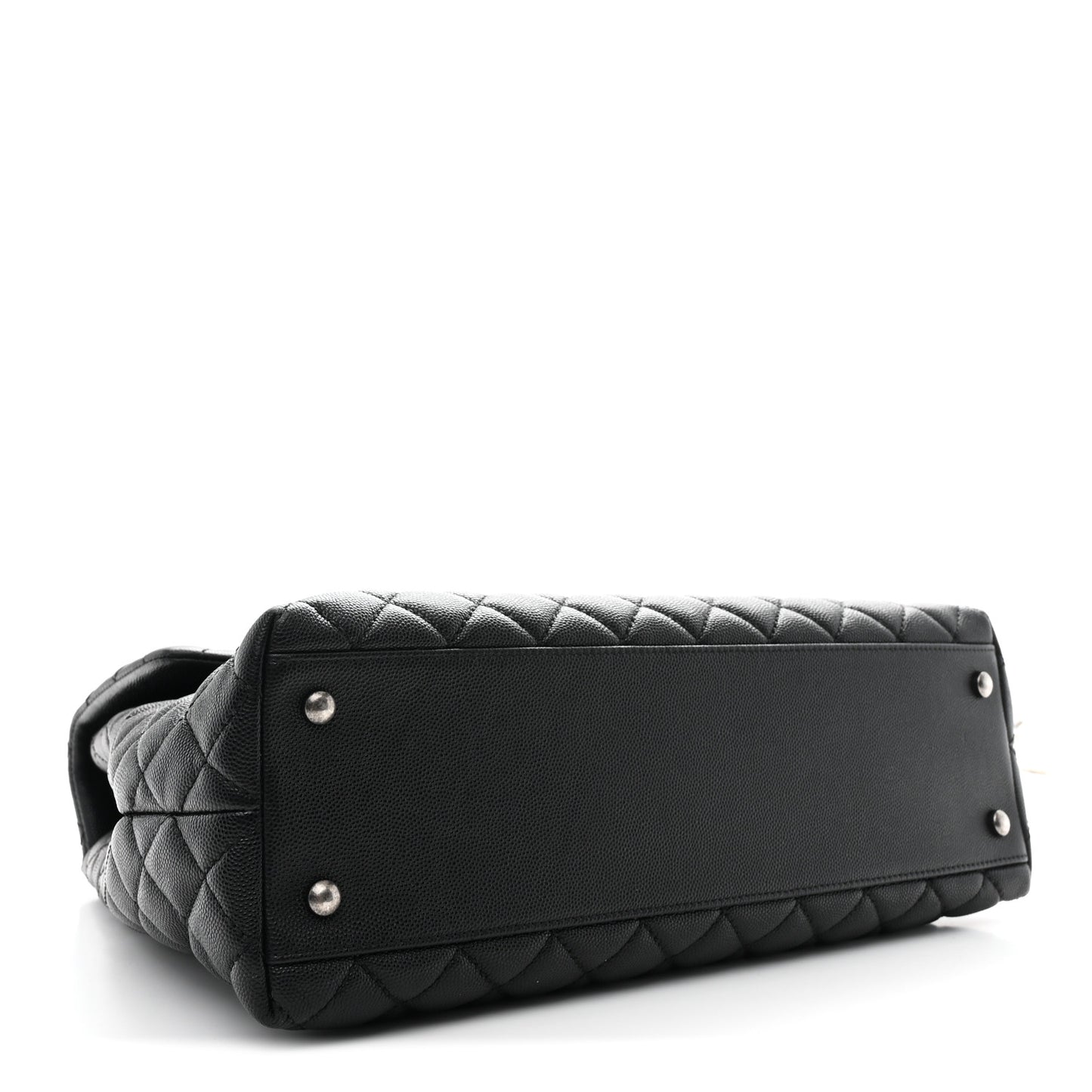Caviar Quilted Large Coco Handle Flap Black