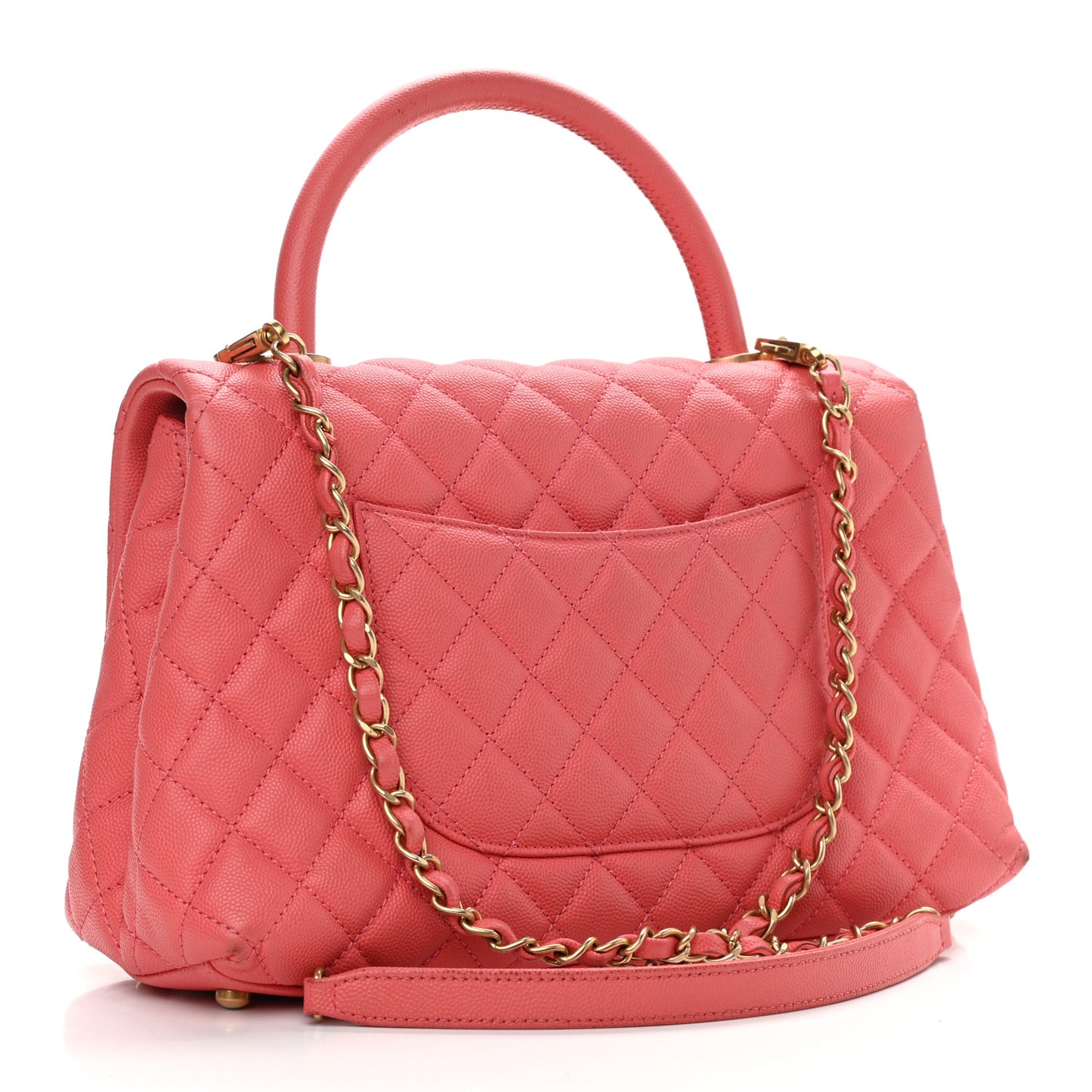 Caviar Quilted Small Coco Handle Flap Pink