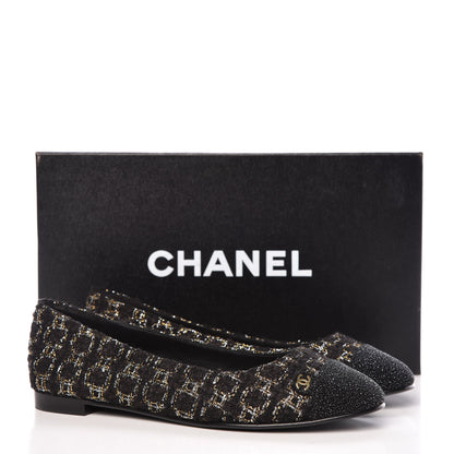 Chanel Tweed Cap Toe Ballerina Flats 36 Black 9 of 9