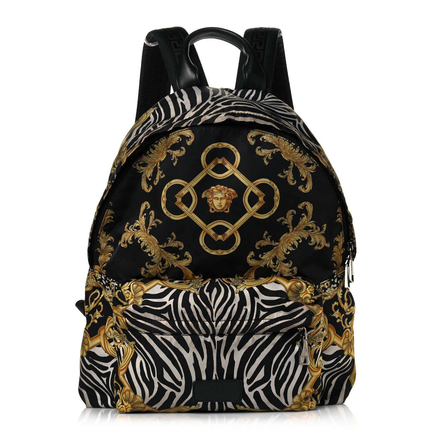 Versace Nylon Baroque Zebra Print Backpack Black Multicolor 1 of 18