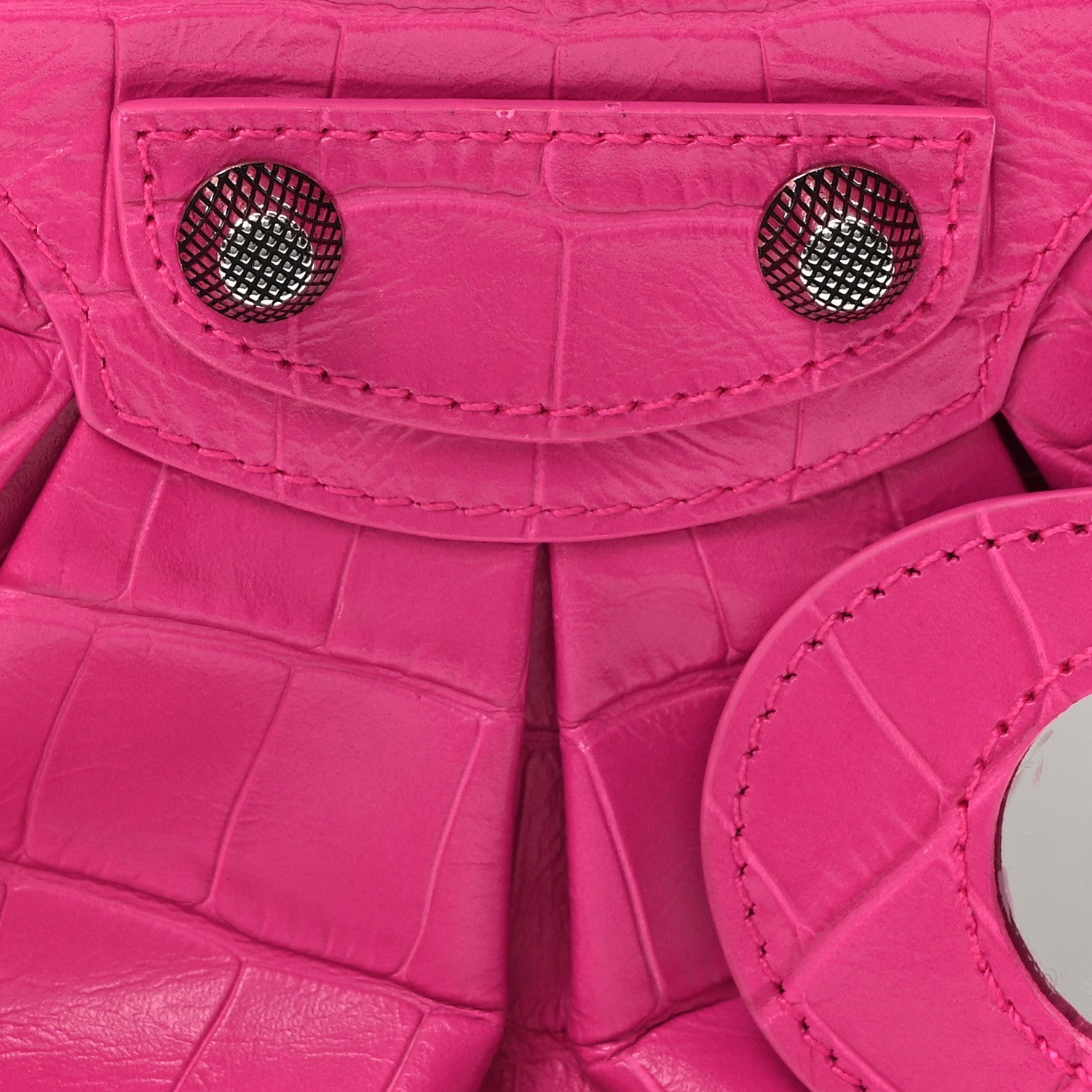 Balenciaga Extra Supple Calfskin Crocodile Embossed XS Le Cagole Shoulder Bag  Lipstick Pink 8 of 10