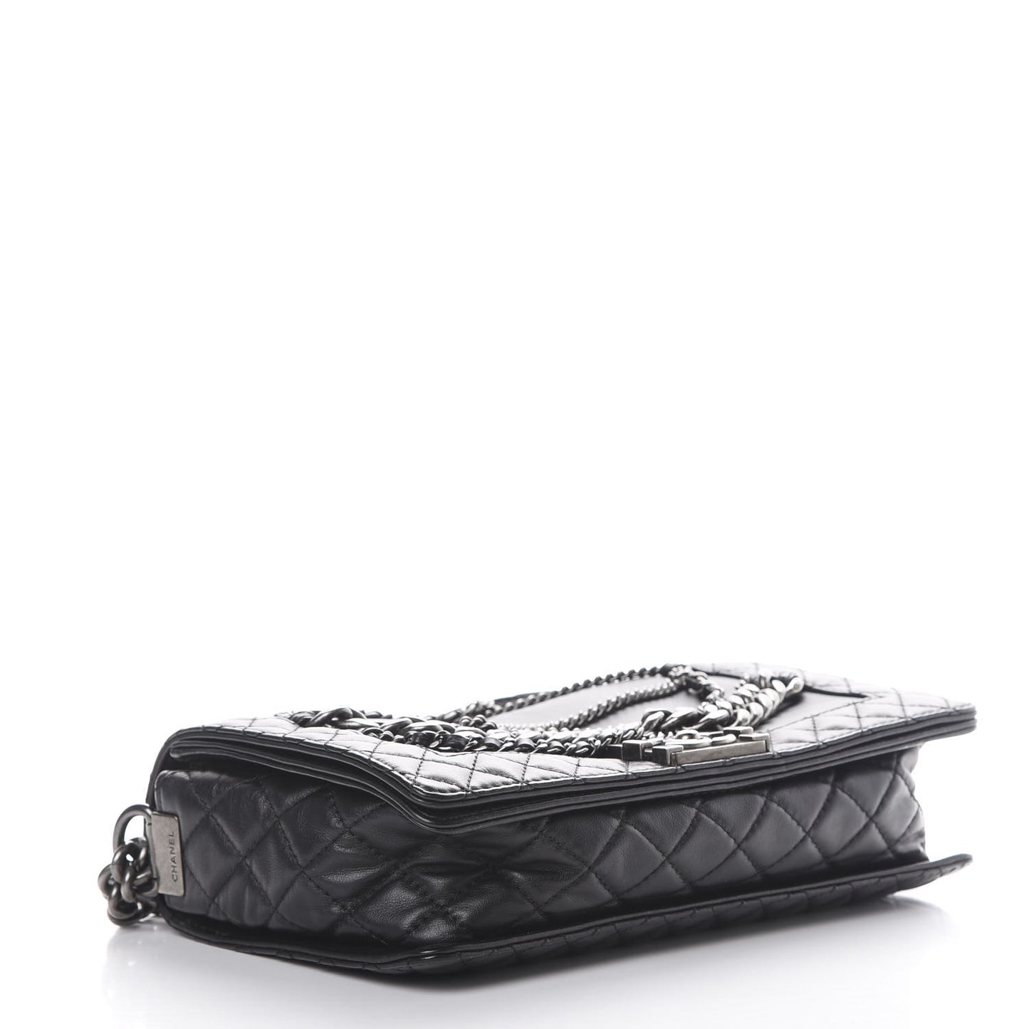 Calfskin Enchained Medium Boy Flap Black