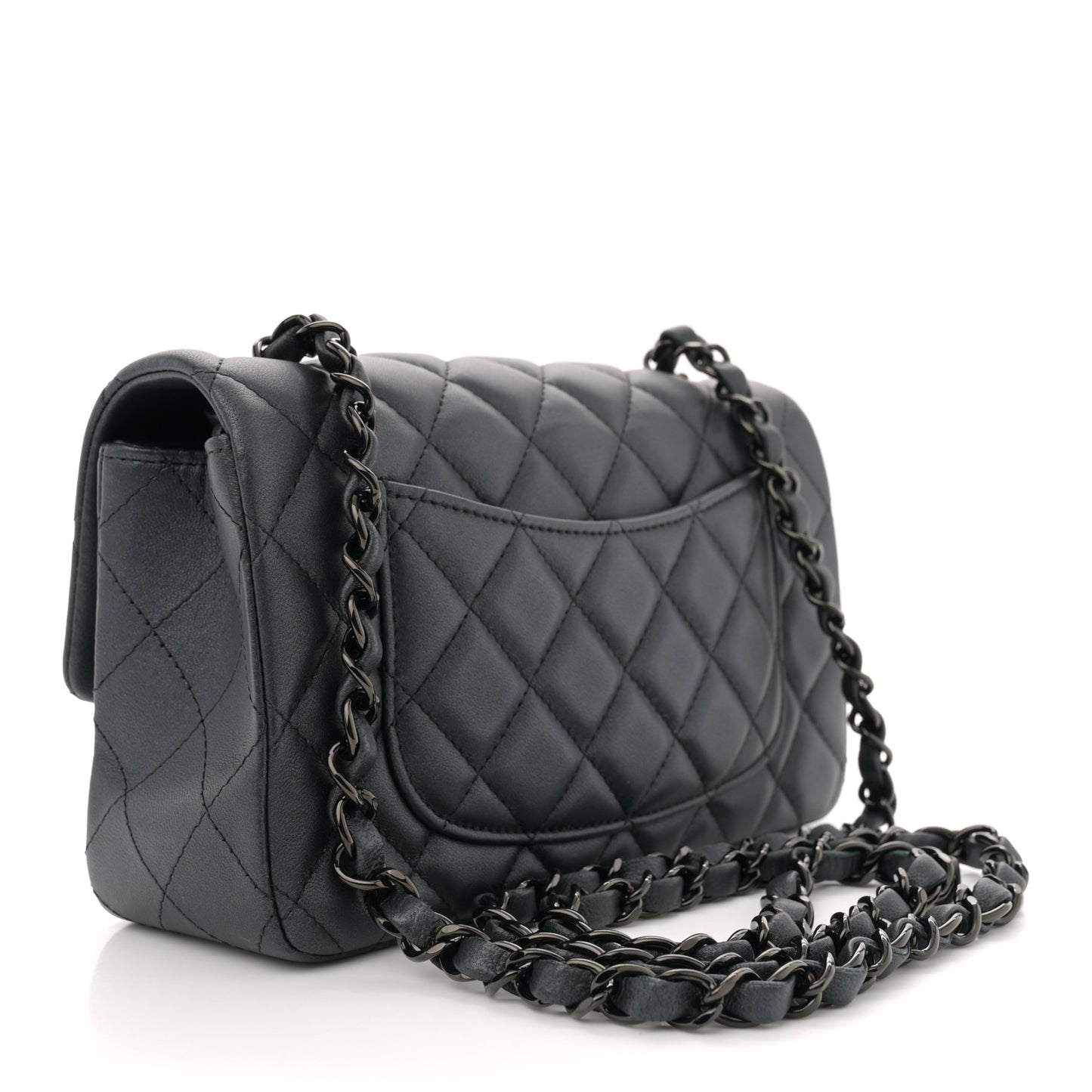 Lambskin Quilted Mini Rectangular Flap So Black
