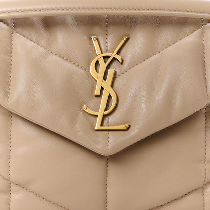 Saint Laurent Lambskin Quilted Small Loulou Puffer Monogram Chain Satchel Dark Beige 9 of 11