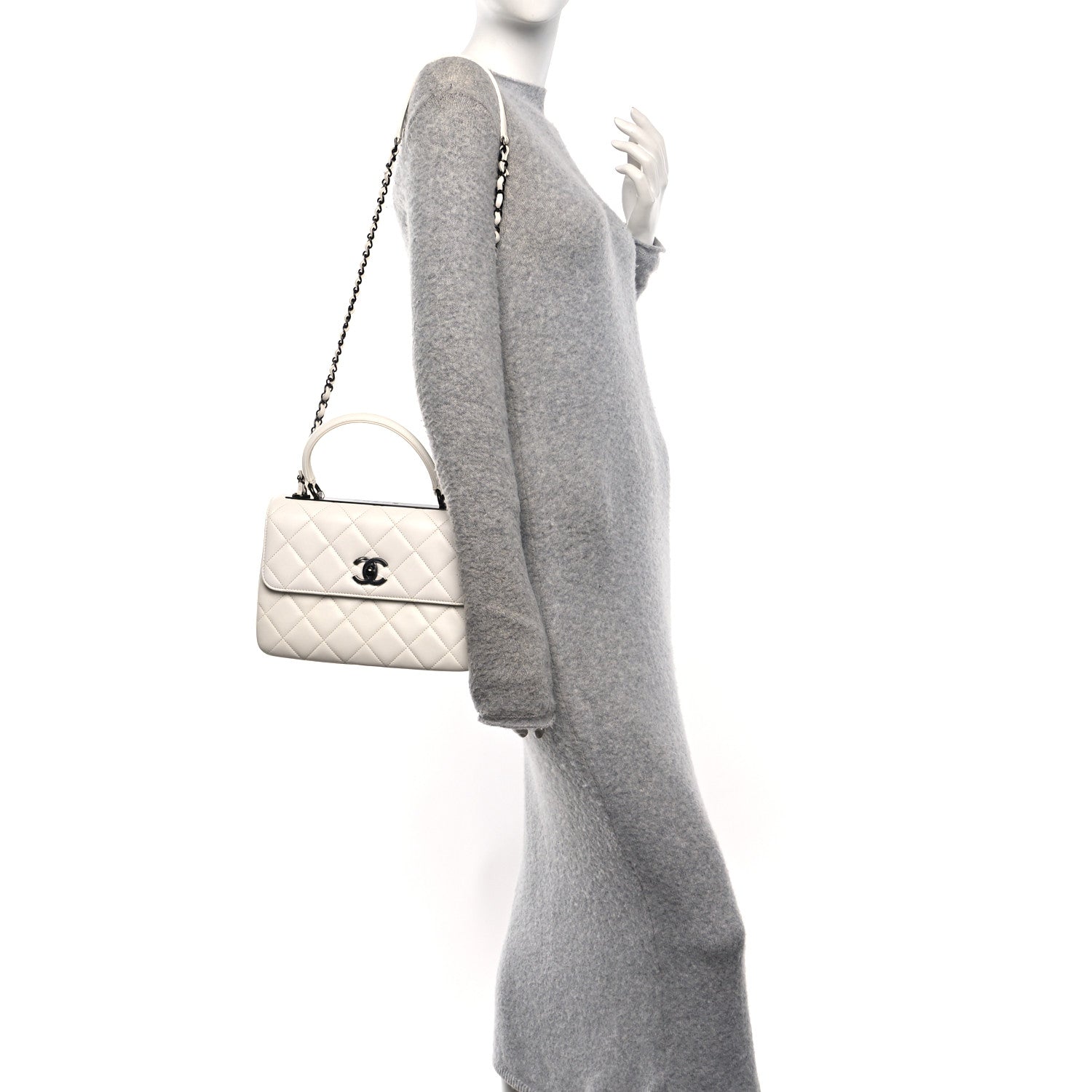 Chanel Lambskin Quilted Small Trendy CC Dual Handle Flap Bag White 2 of 10