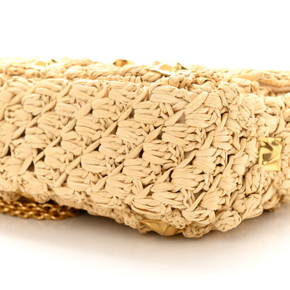Valentino Garavani Raffia Medium Roman Stud Shoulder Bag 9 of 9