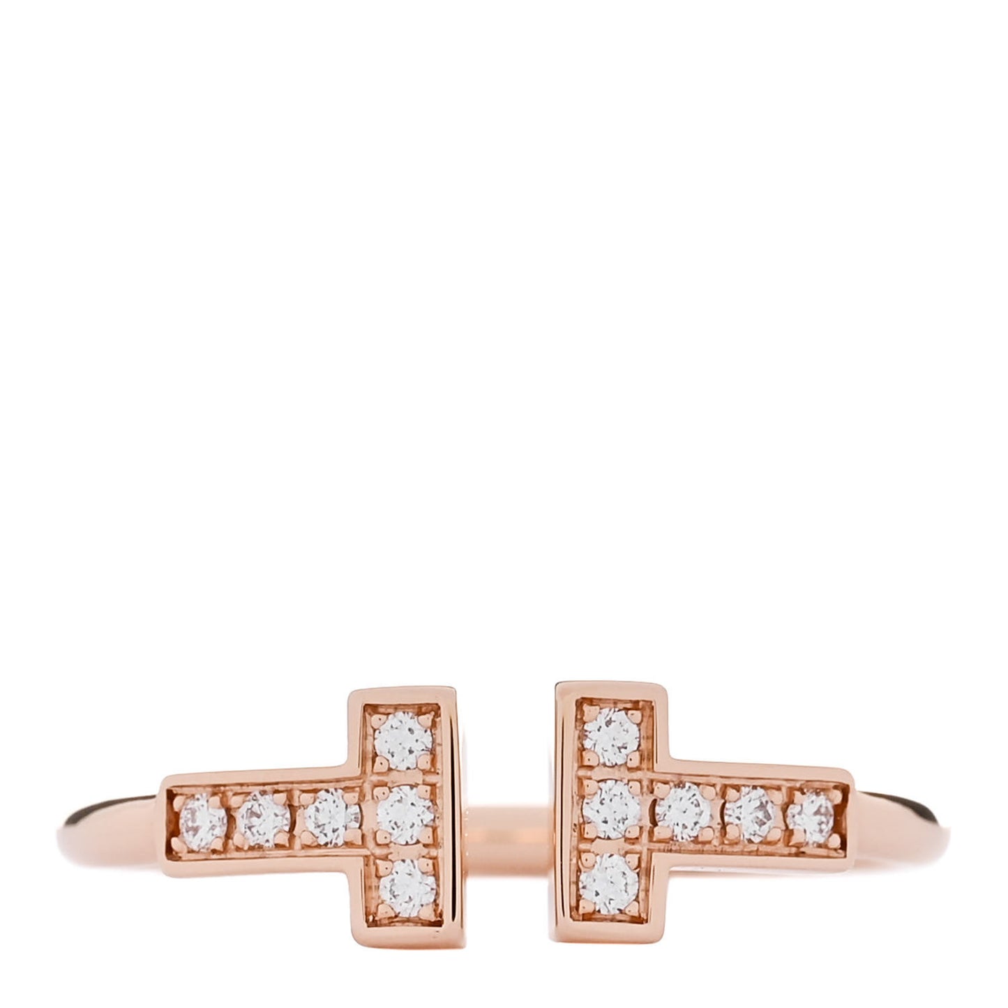 18K Rose Gold Diamond T Wire Ring 53 6.5