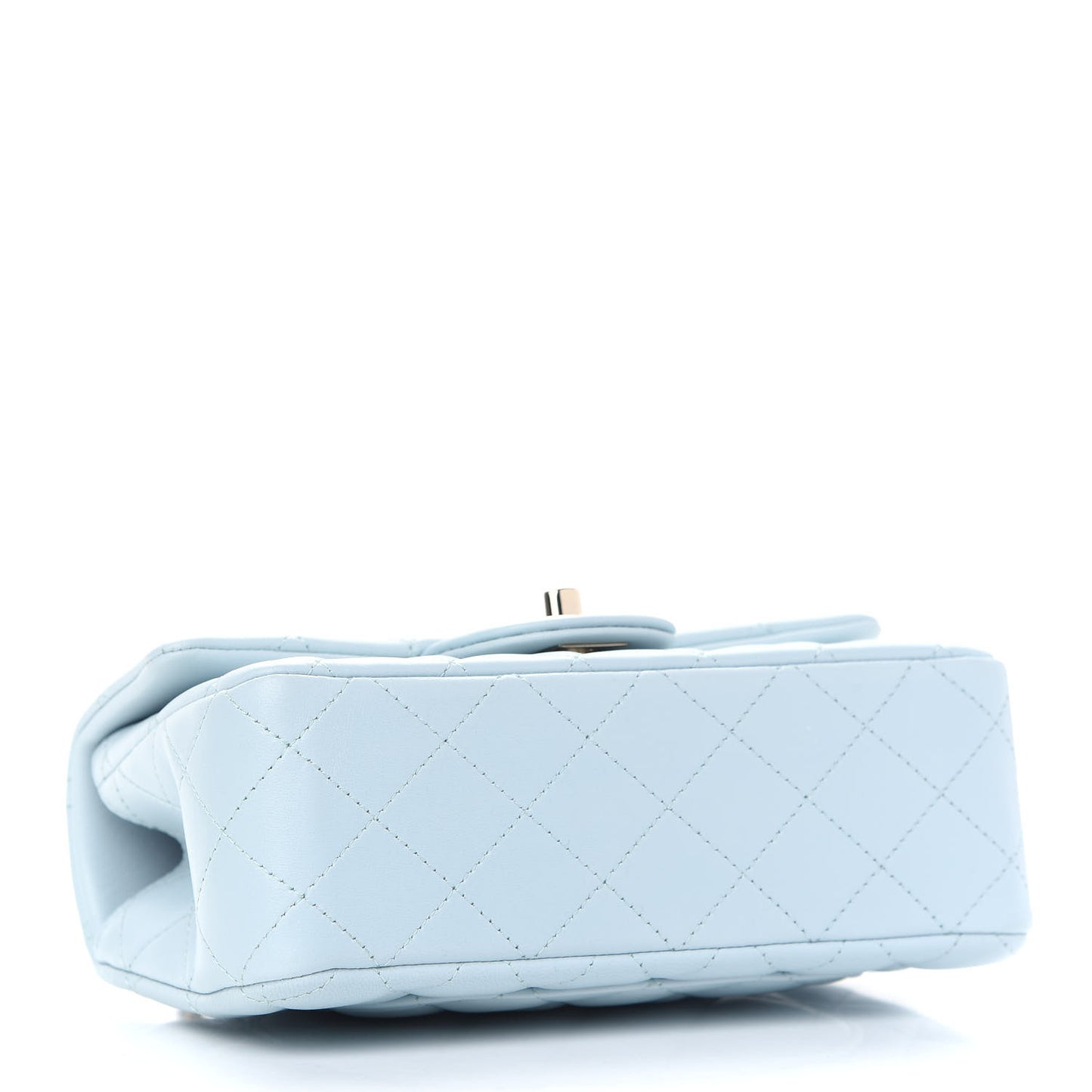 Lambskin Quilted Mini Top Handle Rectangular Flap Light Blue