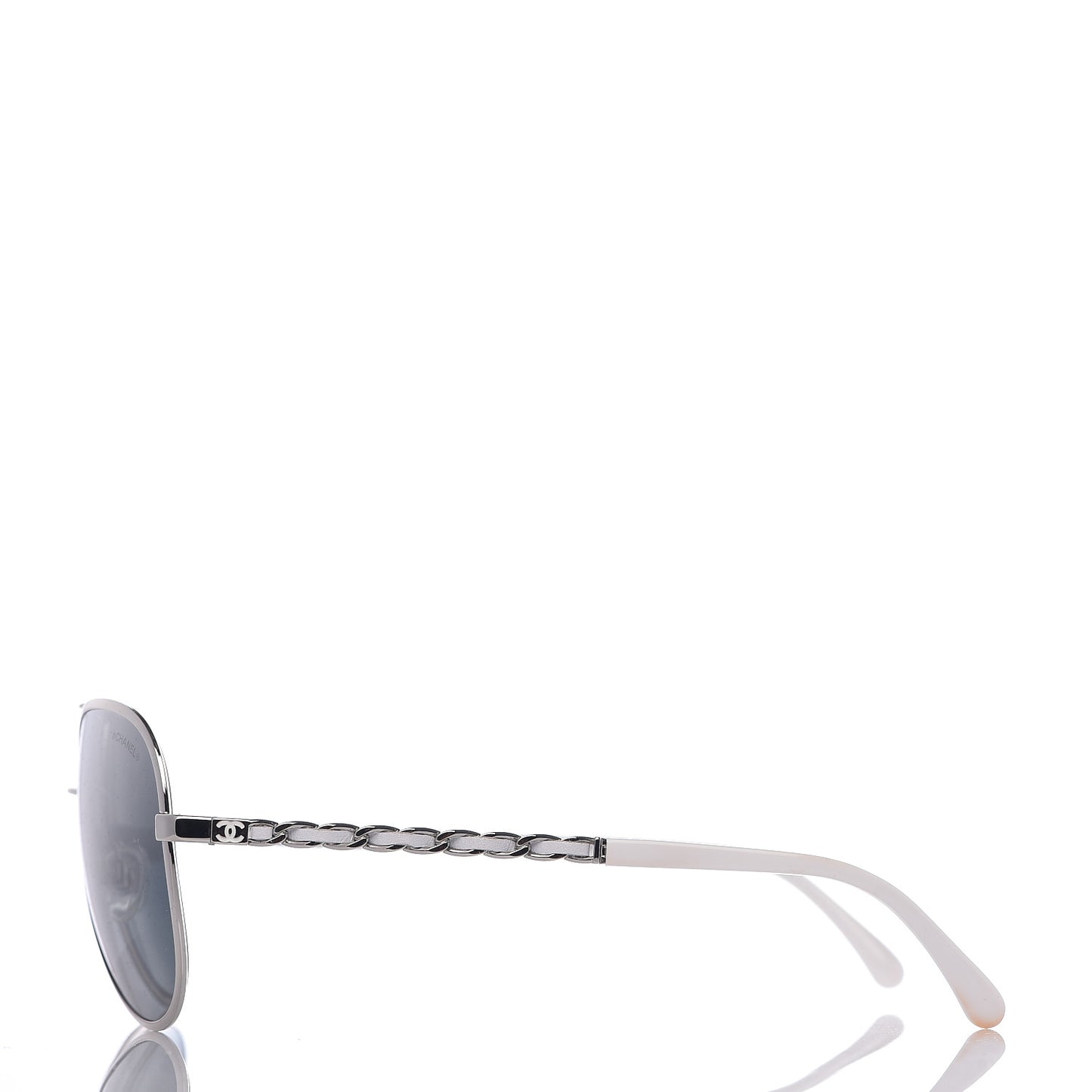 Lambskin Aviator Chain Sunglasses 4194-Q White