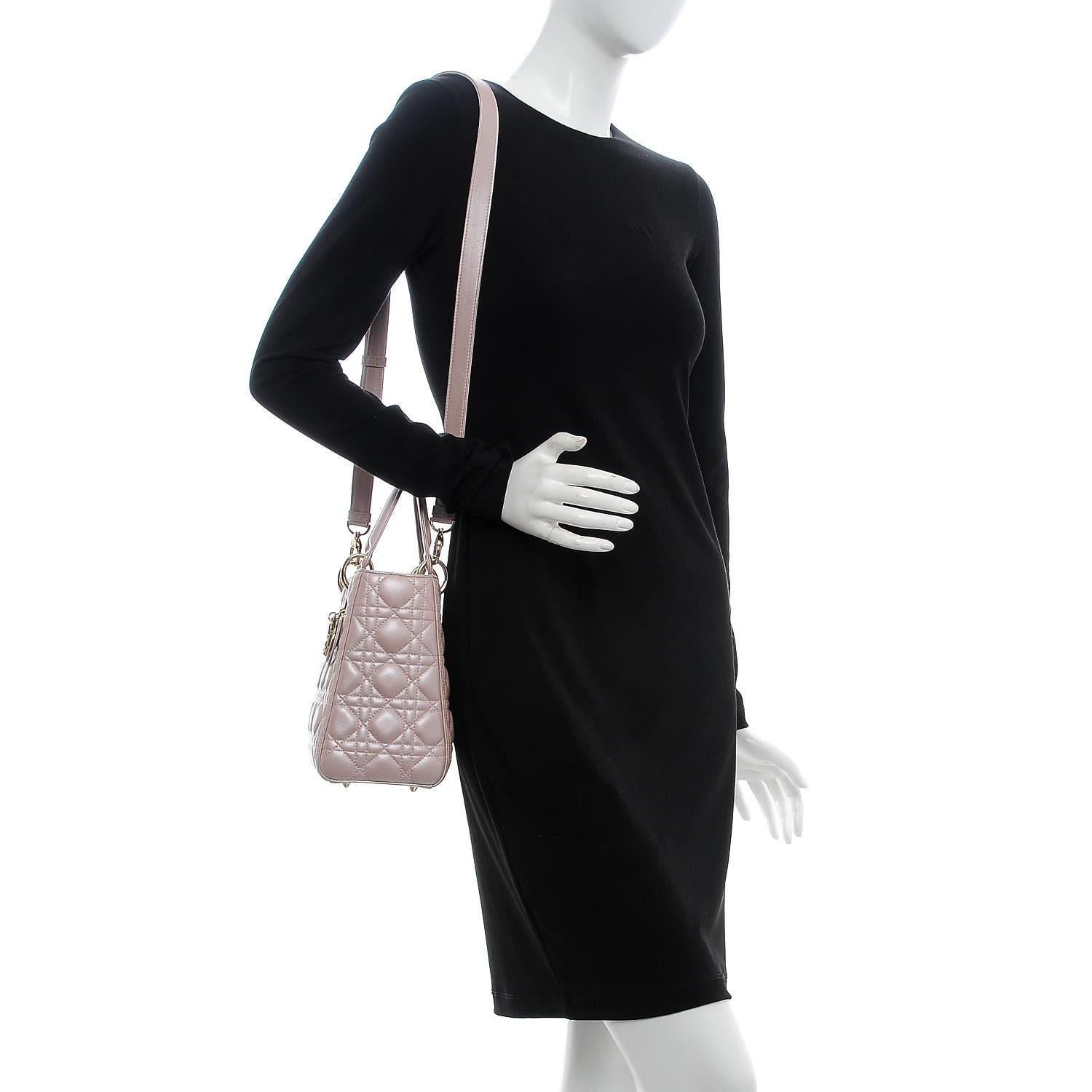 Christian Dior Pearly Lambskin Cannage Medium Lady Dior Lotus 2 of 7