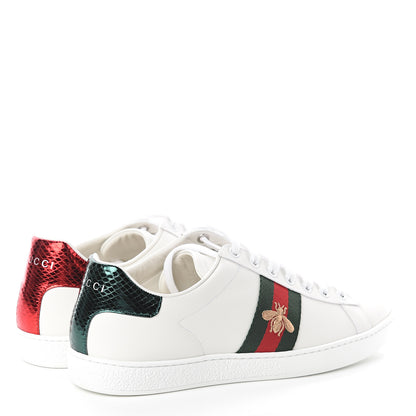 Gucci Calfskin Ayers Bee Embroidered Womens Ace Sneakers 39.5 White Green 4 of 7