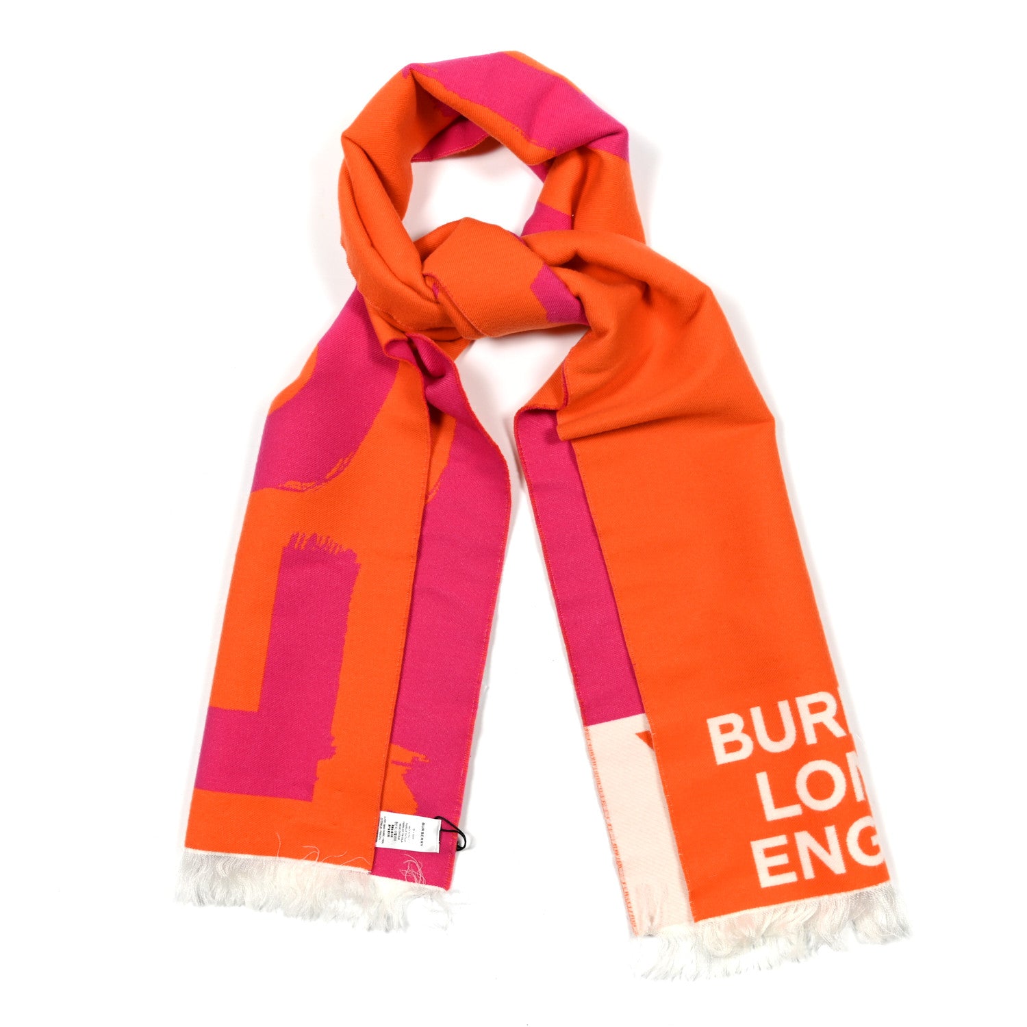 Burberry Wool Silk Love Logo Football Scarf Orange 1 of 4