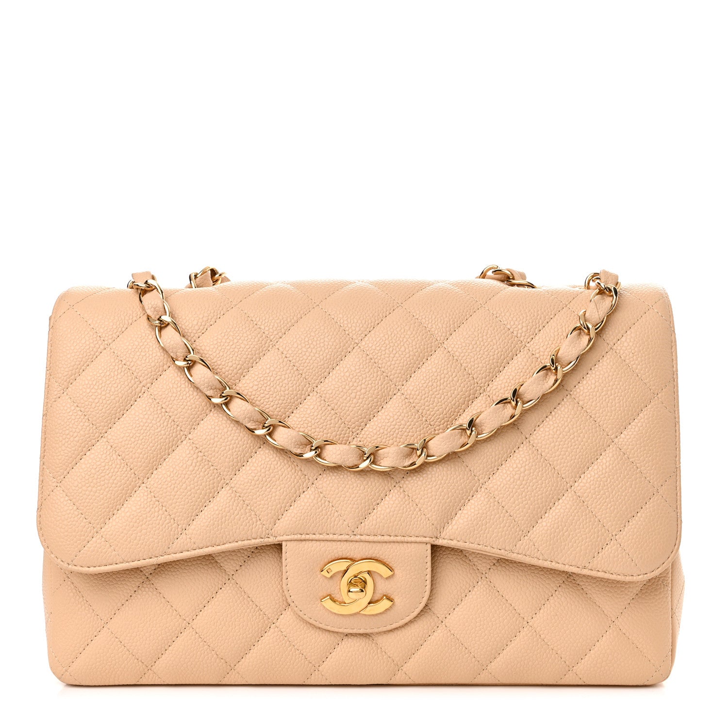 Chanel Caviar Quilted Jumbo Single Flap Beige Clair 1 of 10