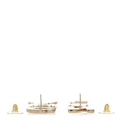 Chanel Metal Enamel Cha-Nel Logo Drop Earrings Black White 3 of 5