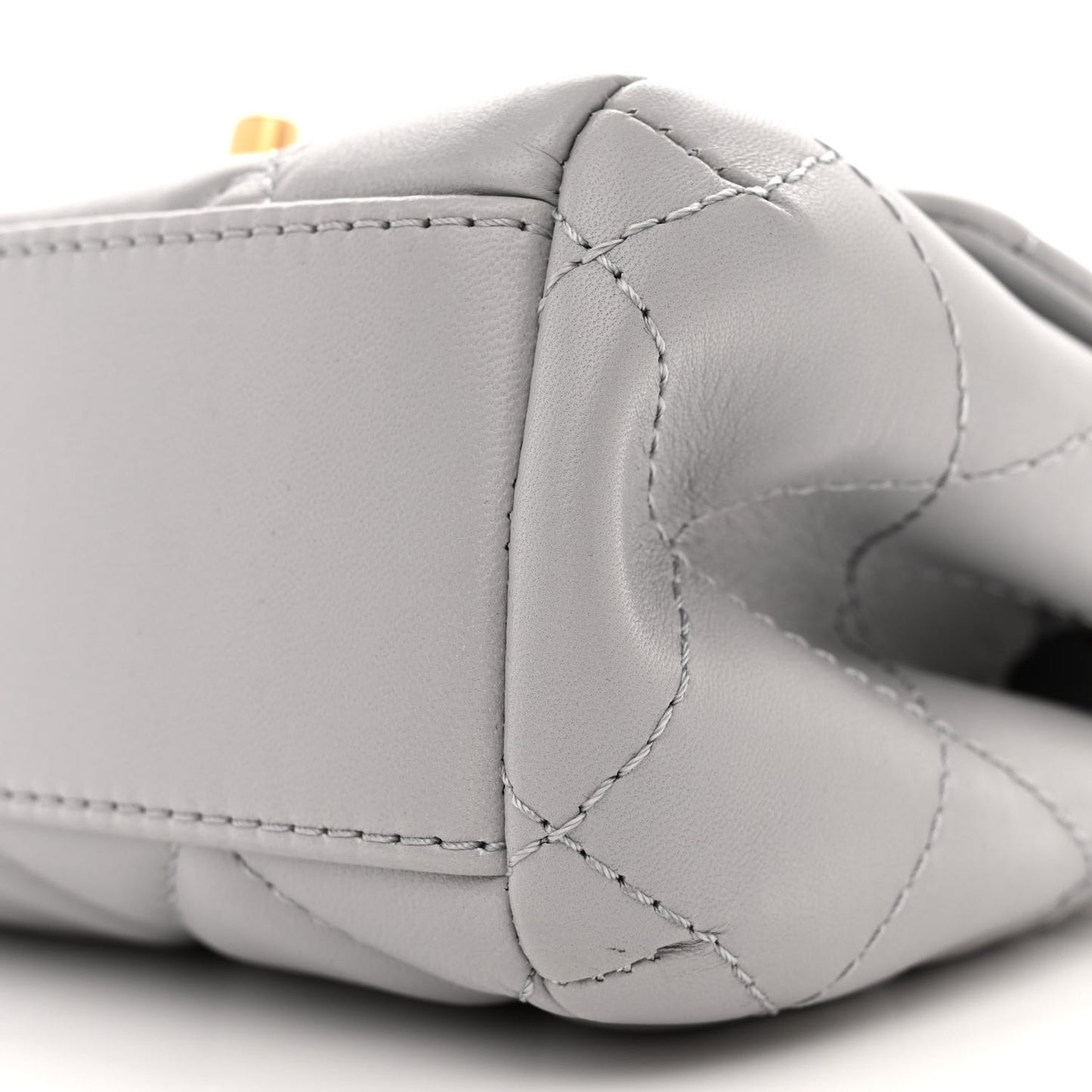 Lambskin Quilted Mini Flap Light Grey
