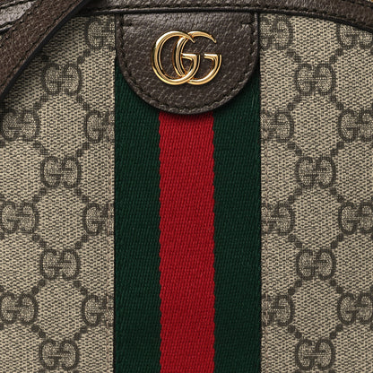 Gucci GG Supreme Monogram Textured Dollar Calfskin Web Small Ophidia Dome Shoulder Bag Beige Ebony New Acero 17 of 20