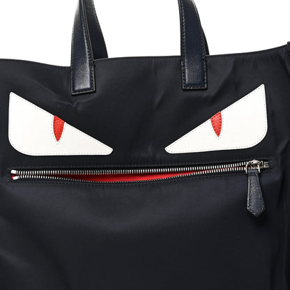 Fendi Nylon Vitello Elite Monster Eyes Tote Blue Scuro White Multicolor 8 of 10