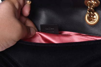 Gucci Velvet Matelasse Mini GG Marmont Shoulder Bag Black 8 of 10