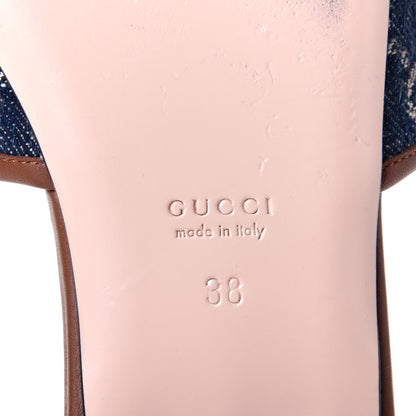 Gucci New Denim GG Monogram Miro Soft Calfskin Jolie Slide Sandals 38 Blue Tea Cuir Epilog 8 of 10