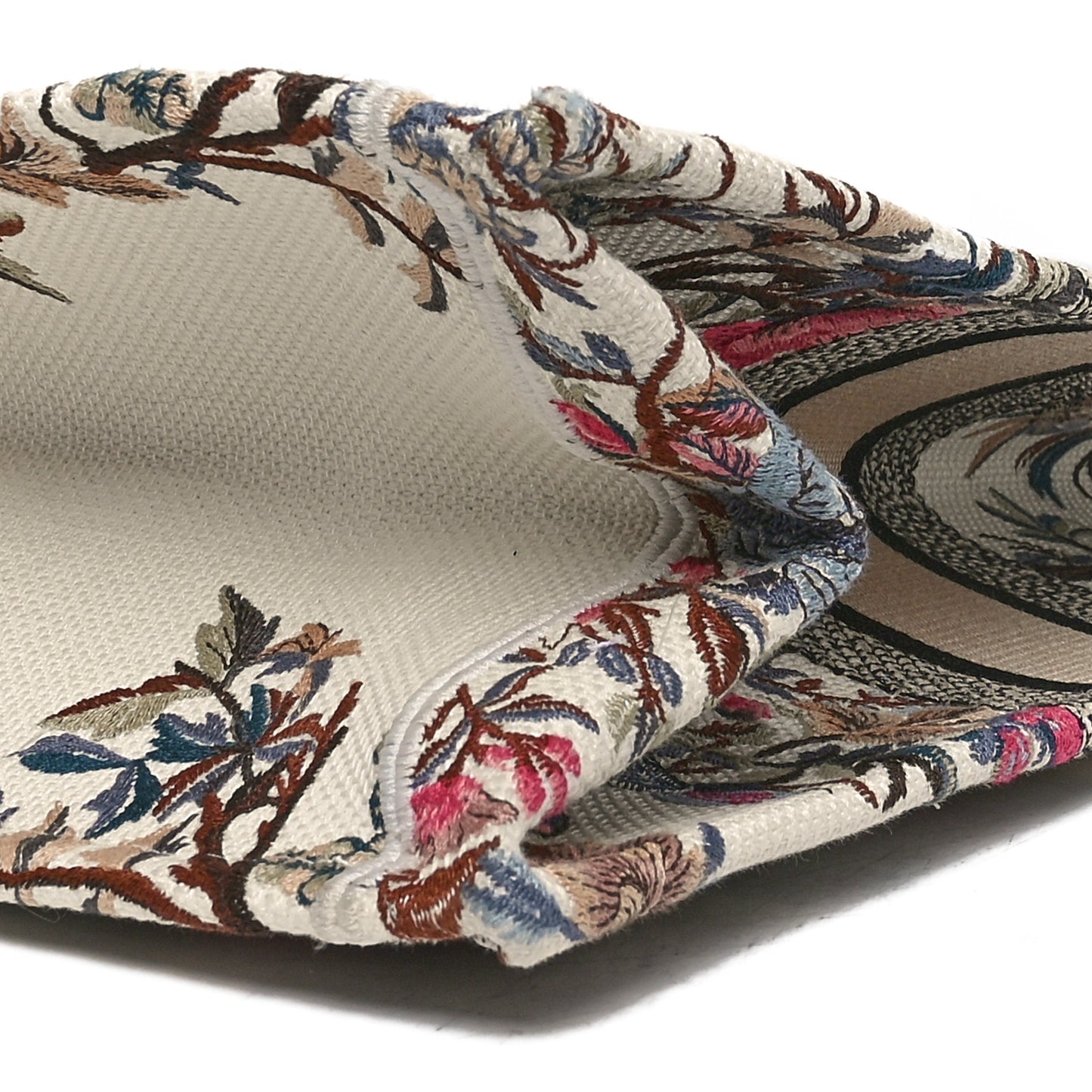 Canvas Embroidered Large Jardin D'Hiver Book Tote Latte Multicolor