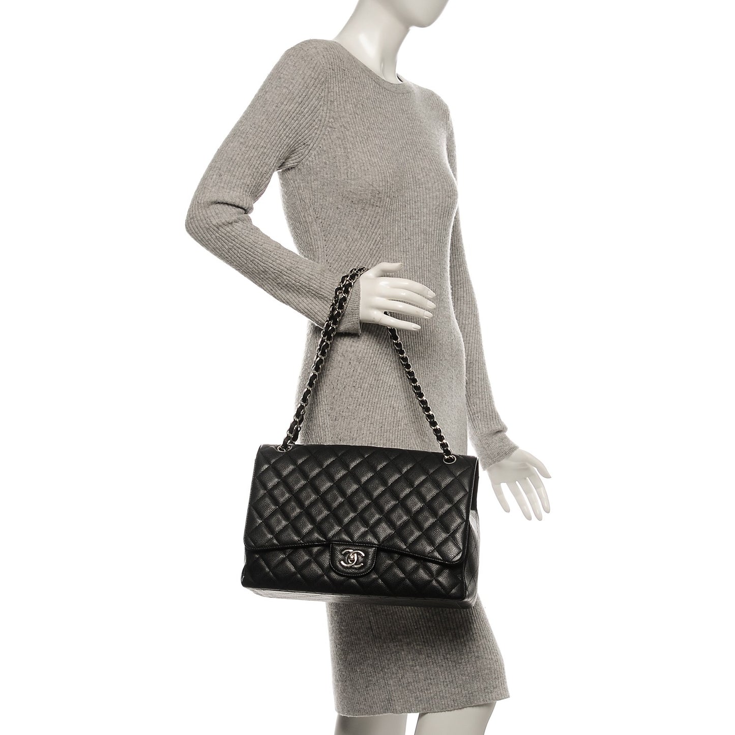 Caviar Quilted Maxi Single Flap Black