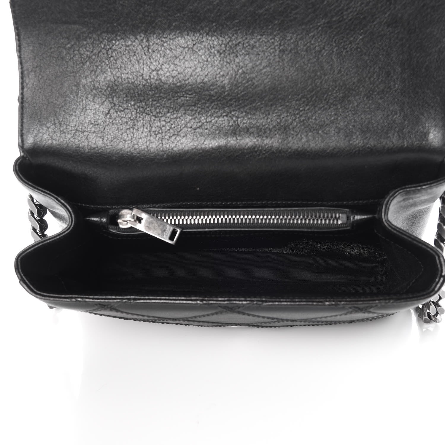 Saint Laurent Calfskin Matelasse Diamond Quilted Monogram Medium College Bag Black 7 of 8