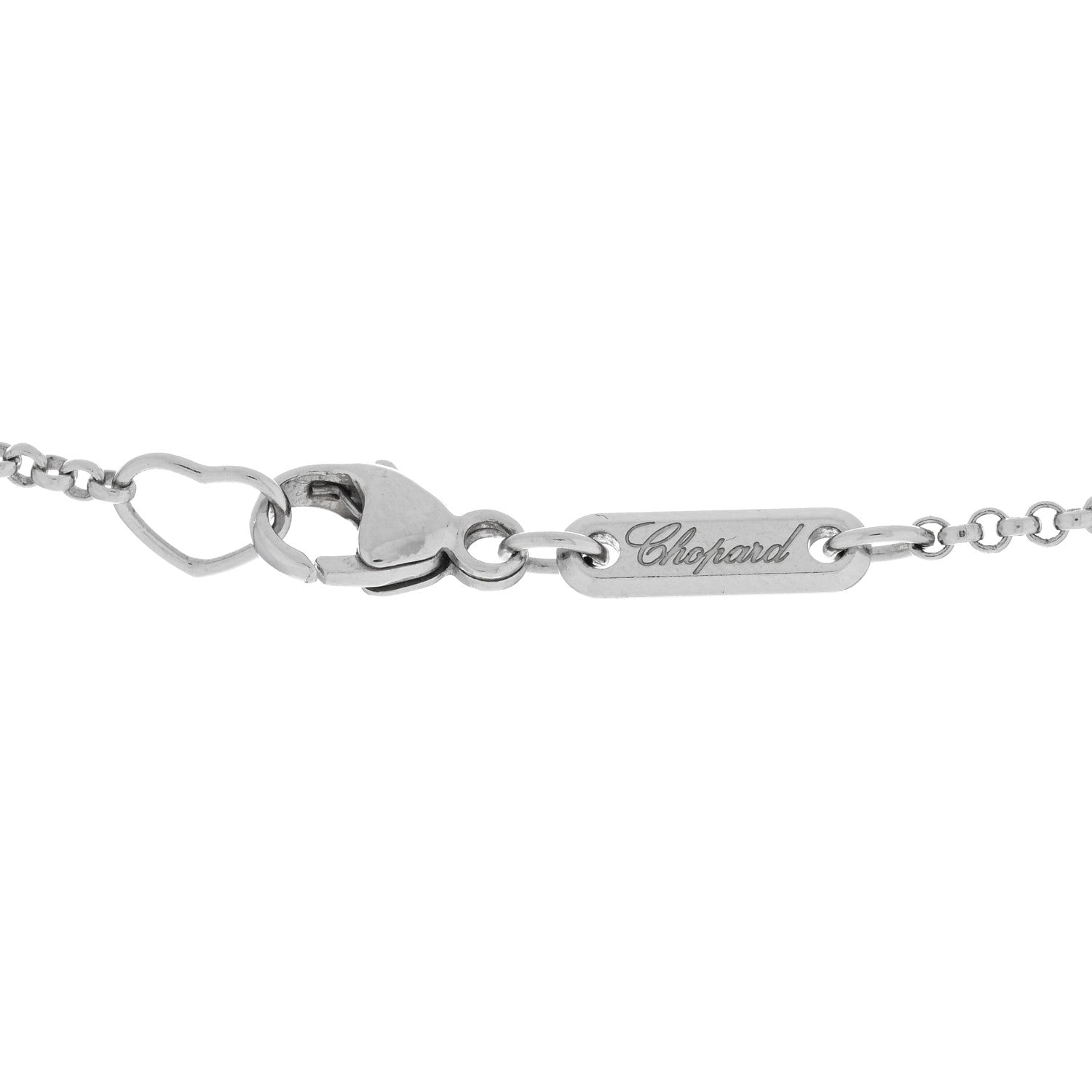 Chopard 18K White Gold Diamond Turquoise Happy Hearts Necklace 4 of 4