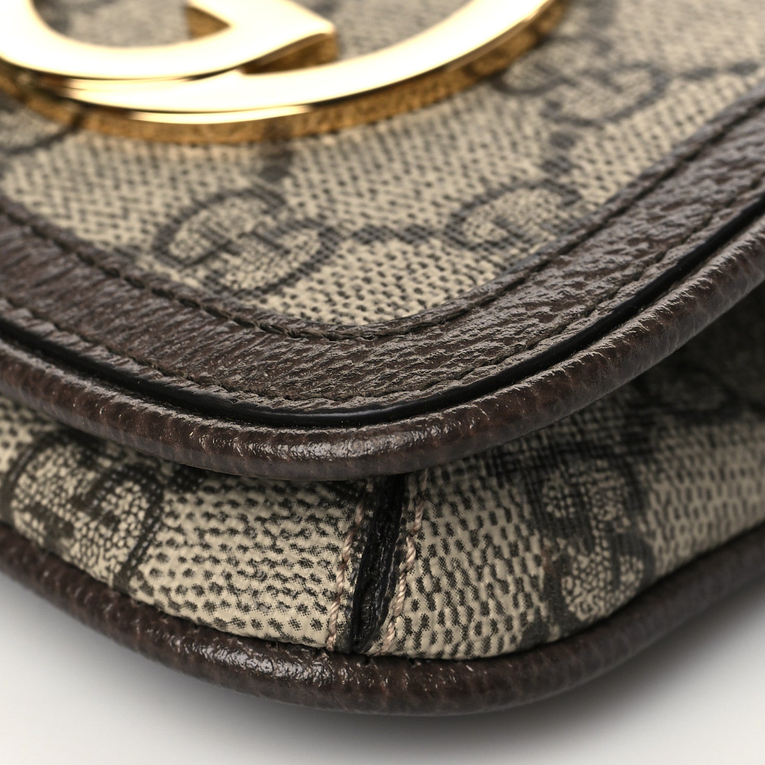 Gucci GG Supreme Monogram Textured Dollar Calfskin Blondie Card Case Wallet with Strap Beige Ebony New Acero 9 of 10