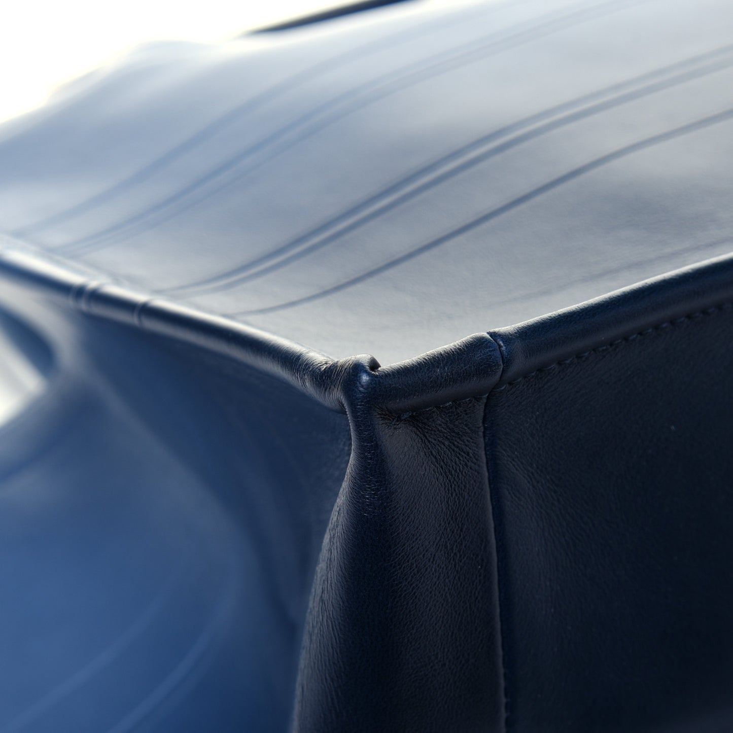 Gradient Smooth Calfskin Embossed Medium Book Tote Indigo Blue