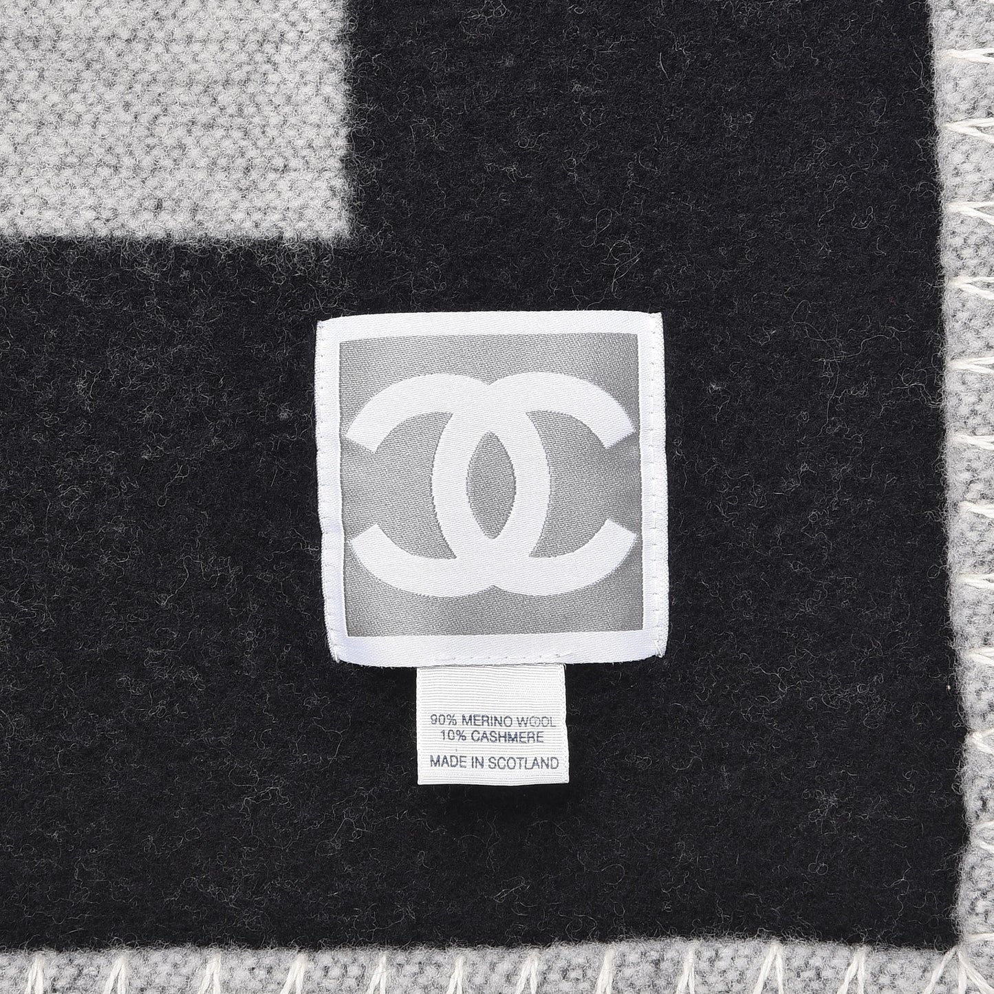 Merino Wool Cashmere CC Throw Blanket Black Grey