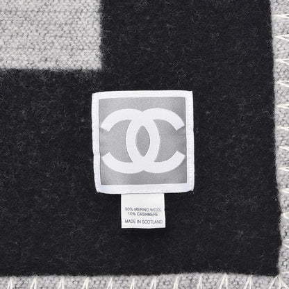 Chanel Merino Wool Cashmere CC Throw Blanket Black Grey 3 of 3