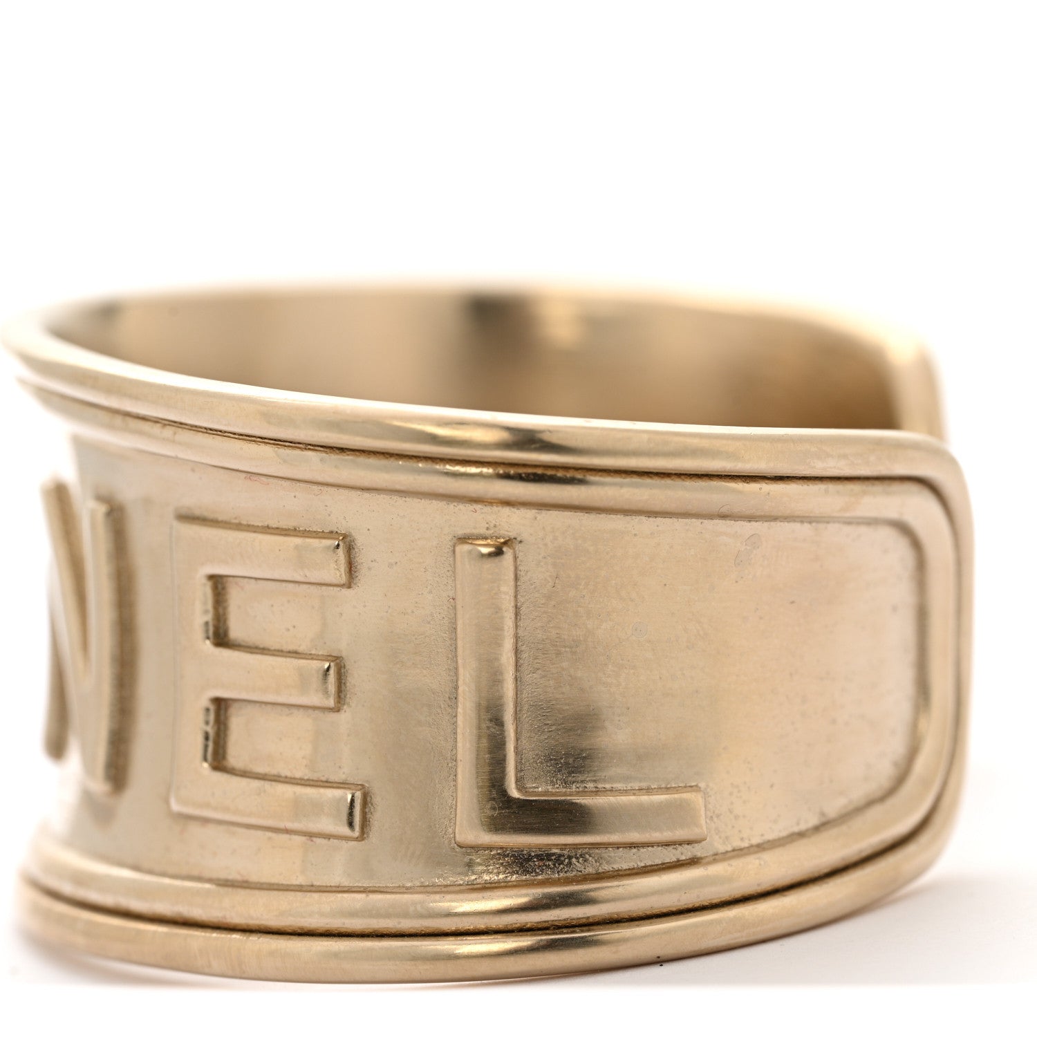 Chanel Metal Logo Cuff Bracelet Gold 5 of 6