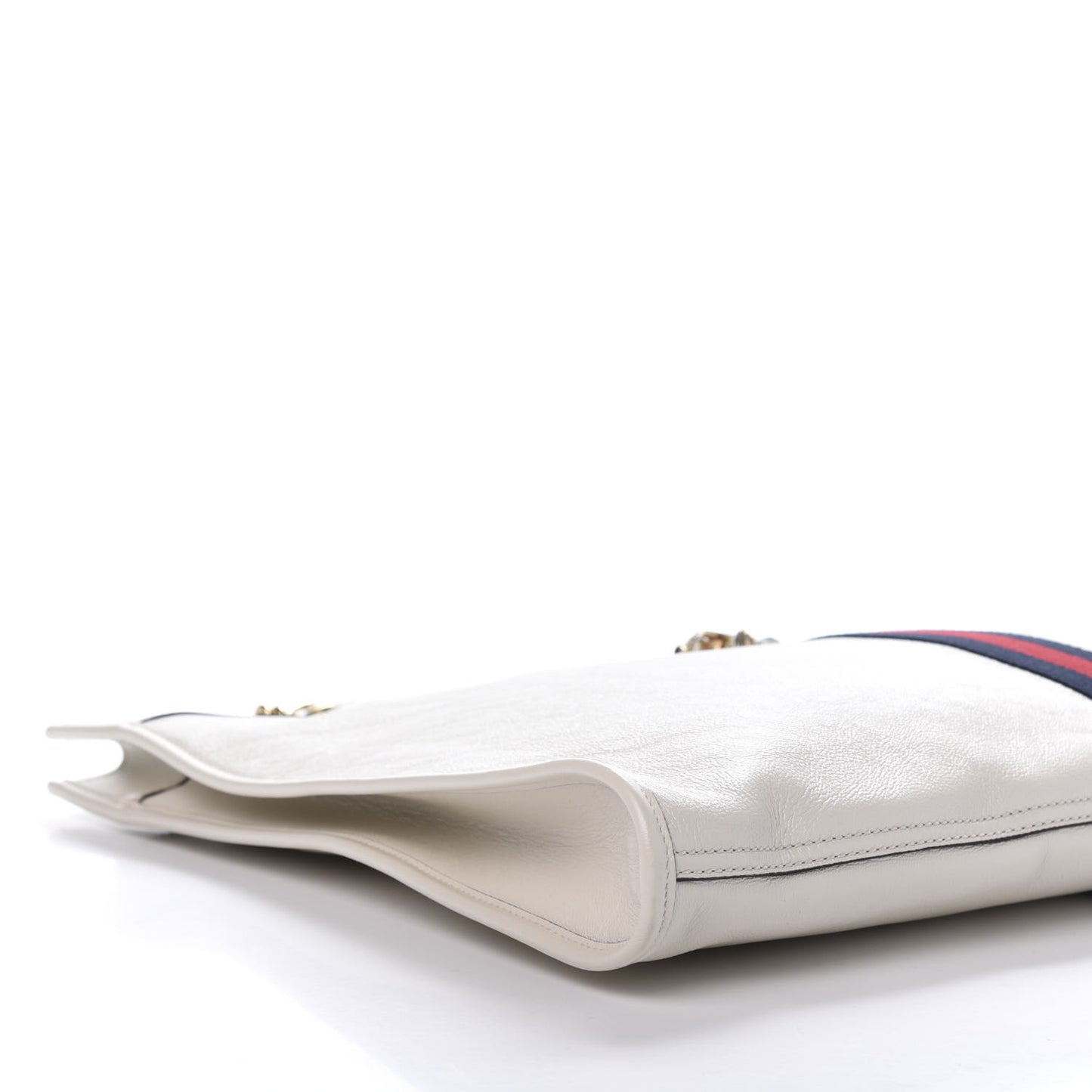 Suede Calfskin Large Rajah Chain Tote White