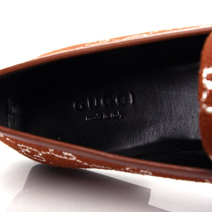 Gucci Canvas Lame GG Monogram Horsebit Womens Jordaan Loafers 36 Burnt Orange Silver 8 of 12