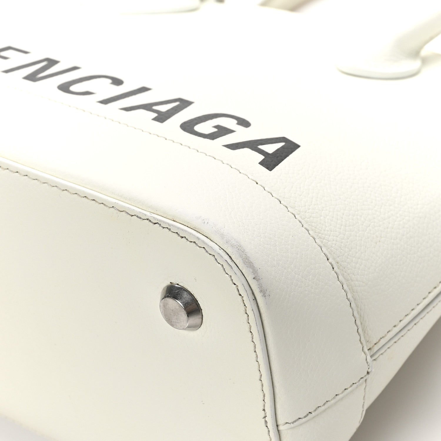 Balenciaga Signature Grained Calfskin Logo S Ville Top Handle Bag White Black 12 of 12