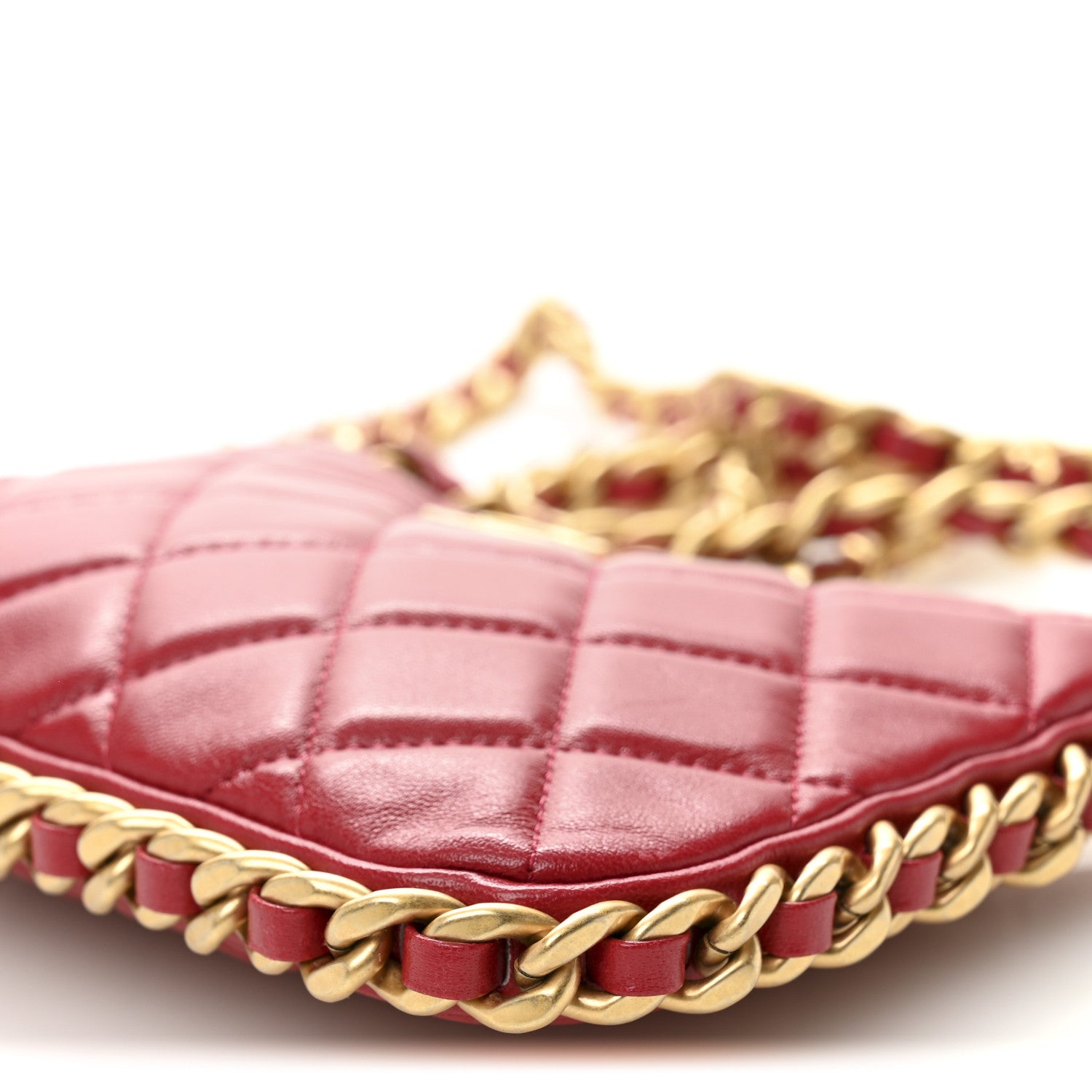 Chanel Shiny Lambskin Quilted Trendy Chain Around Hobo Red 10 of 10