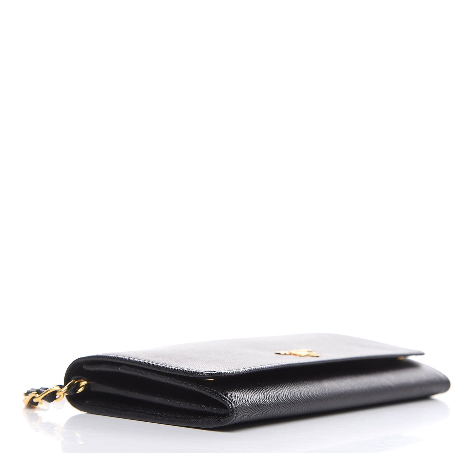 Saffiano Metal Oro Chain Wallet Black