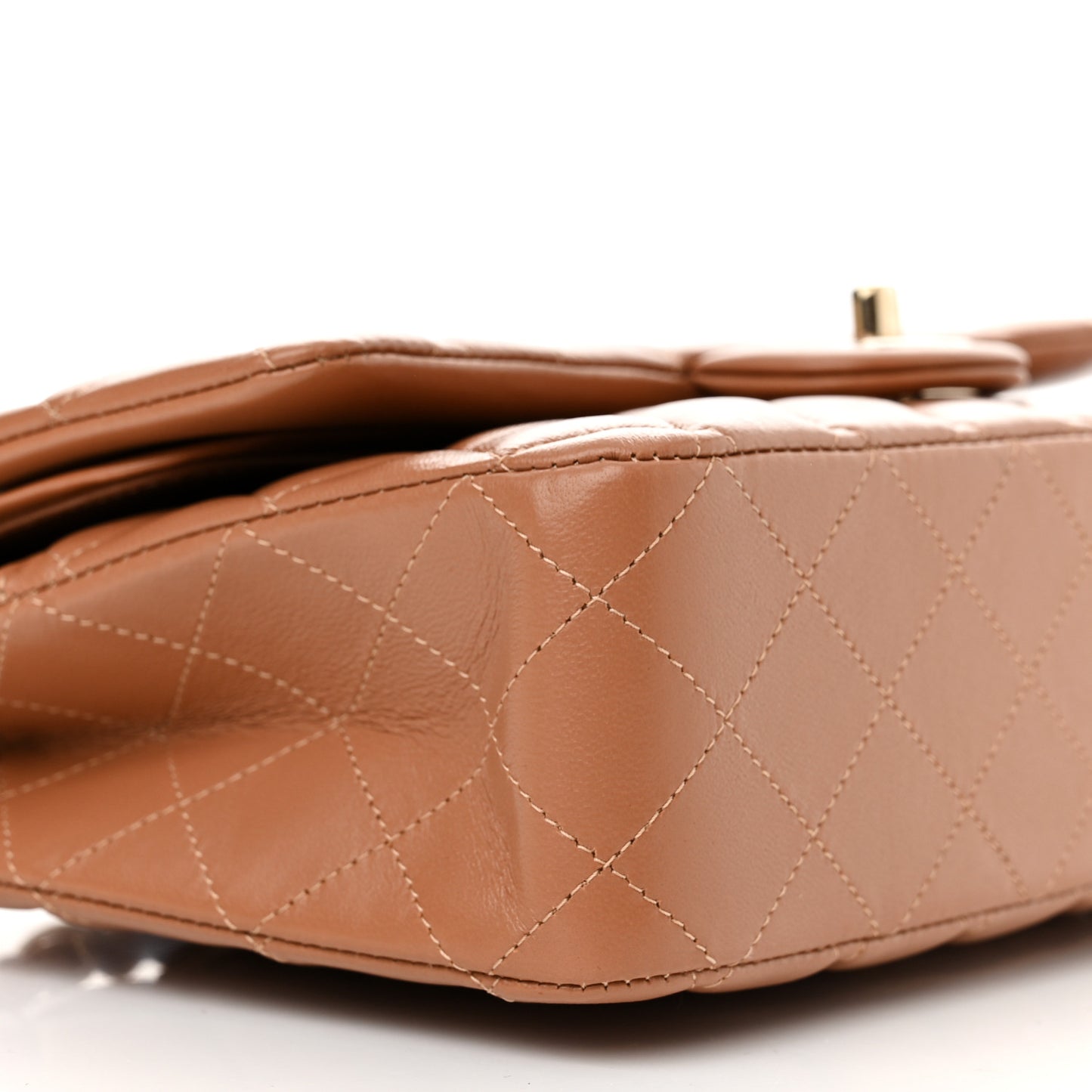 Lambskin Quilted Medium Double Flap Brown
