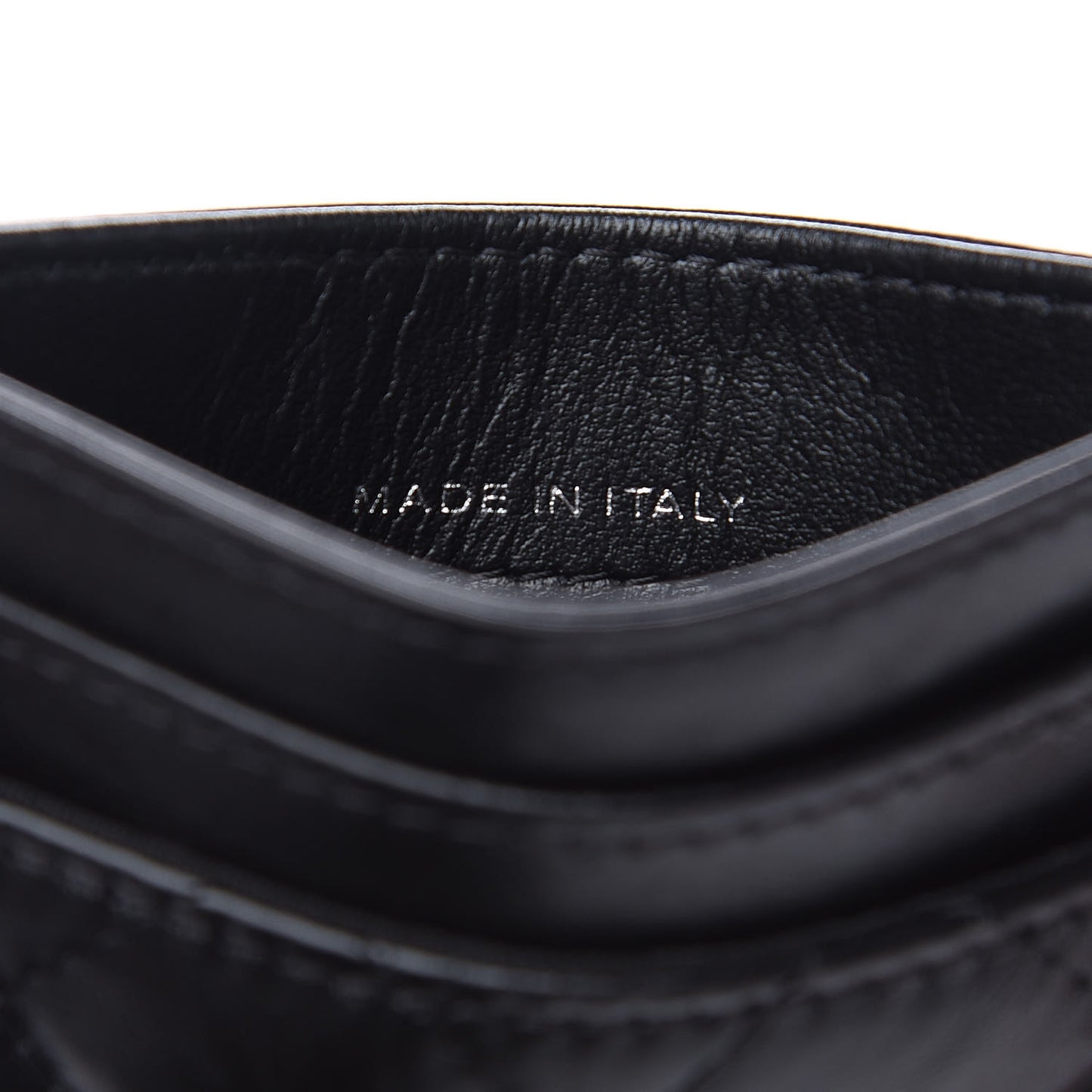 Aged Calfskin Quilted Gabrielle Card Holder Wallet So Black