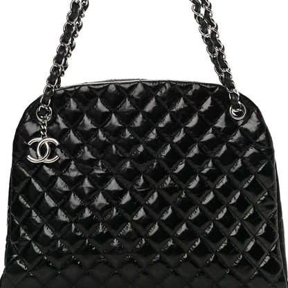 Chanel Glazed Calfskin Quilted Large Just Mademoiselle Bowling Bag Black 9 of 19