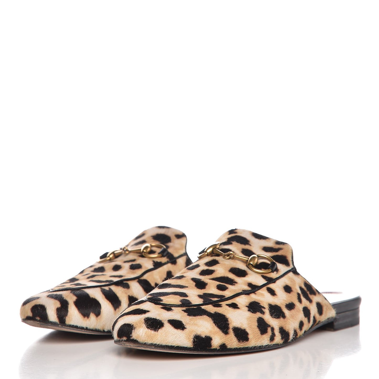 Calf Hair Leopard Print Womens Princetown Slippers 37.5 Naturale Black