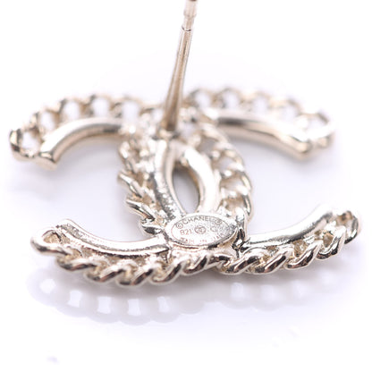 Chanel Crystal Chain CC Earrings Gold 4 of 5