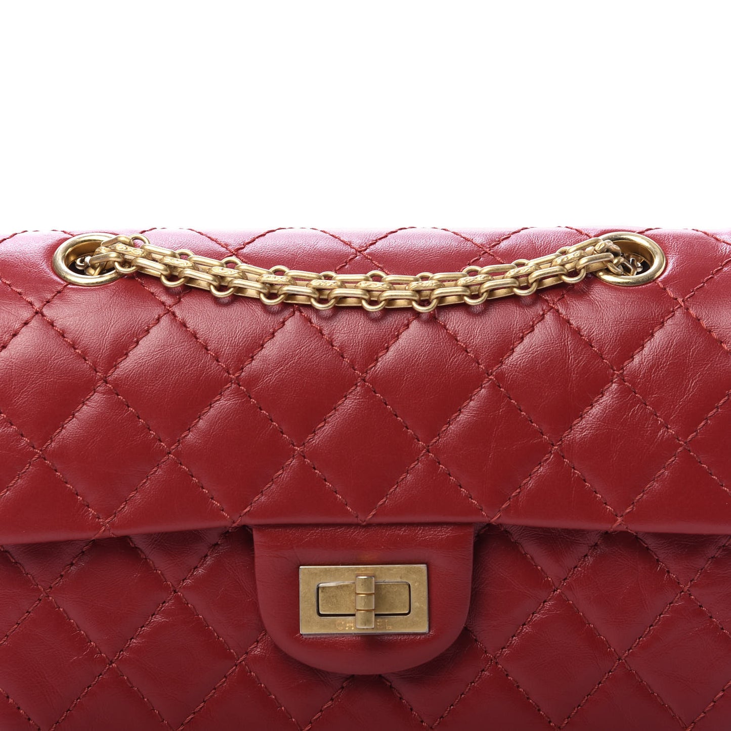 Aged Calfskin Quilted 2.55 Reissue Mini Flap Red