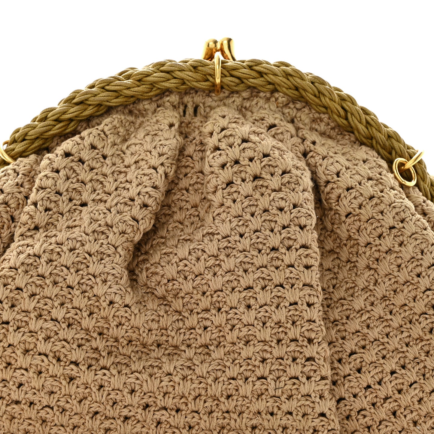 Intreccio Macrame Braided Shell Clutch Sand