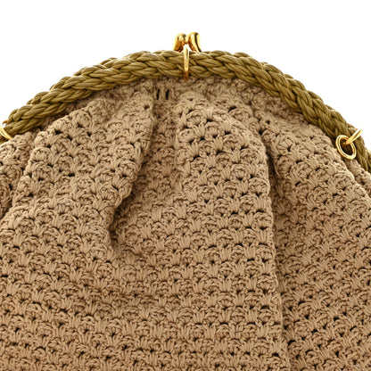Fendi Intreccio Macrame Braided Shell Clutch Sand 8 of 10