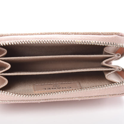 Chanel Metallic Caviar Chevron Quilted Zip Around Coin Purse Light Gold 5 of 8