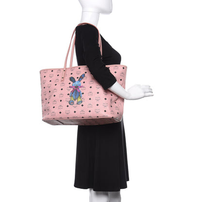 MCM Visetos Medium Rabbit Top Zip Shopper Tote Light Pink 2 of 10