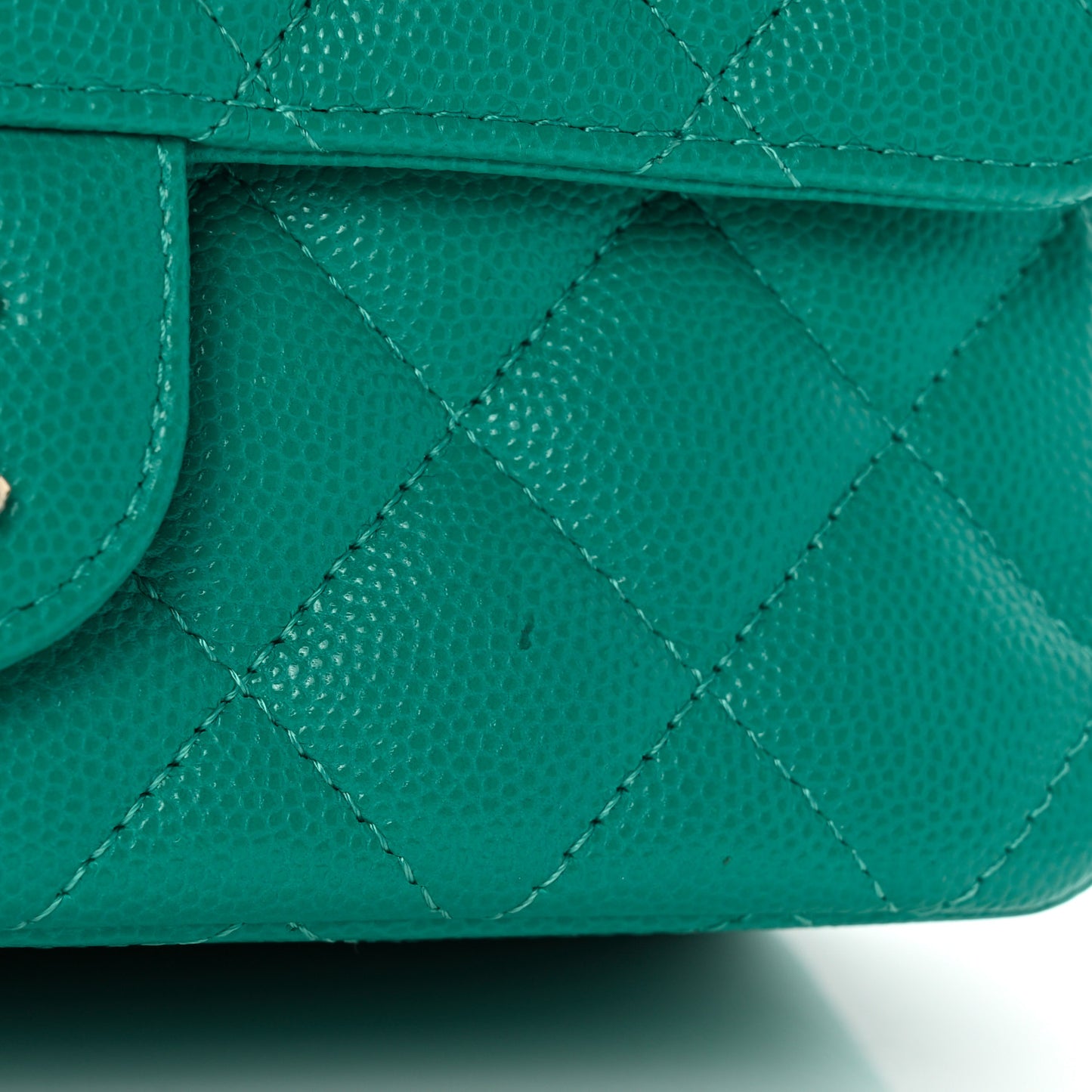 Caviar Quilted Mini Rectangular Flap Turquoise