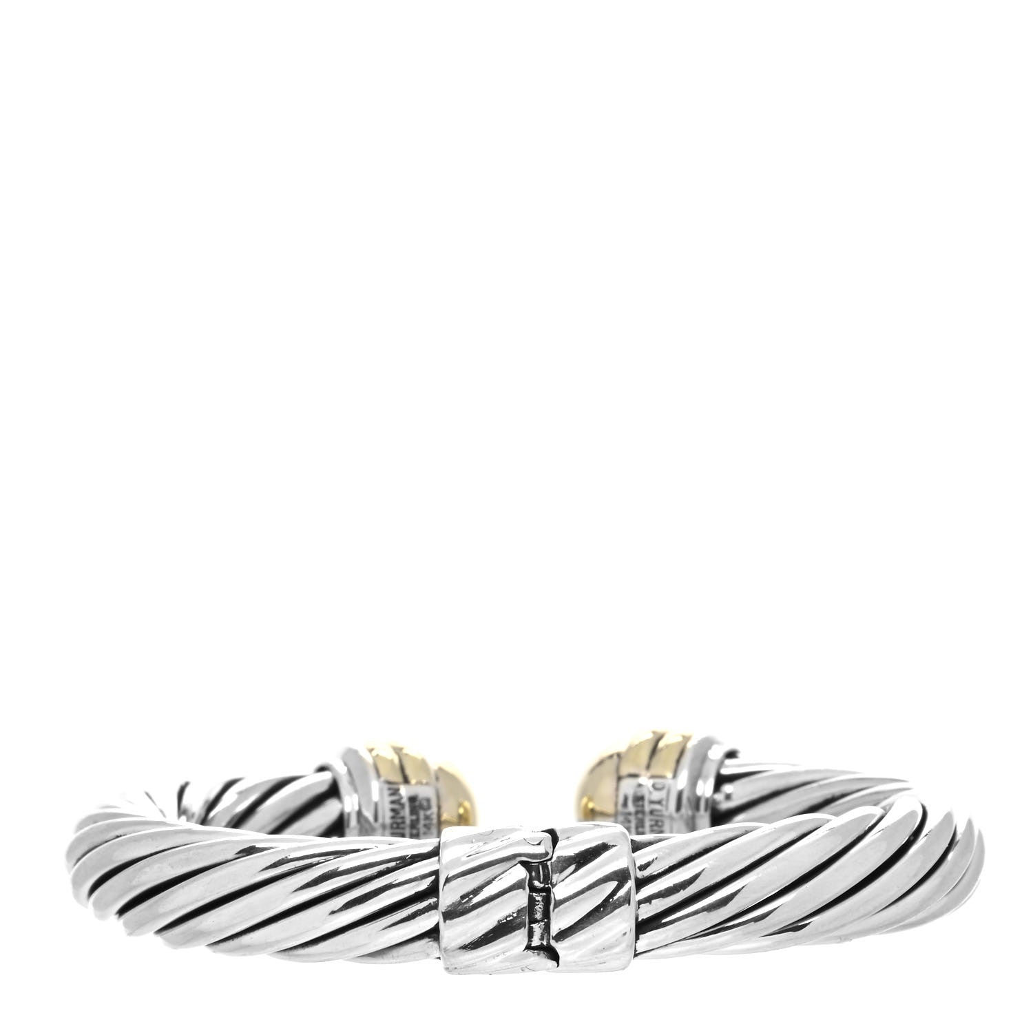 David Yurman Sterling Silver 14K Yellow Gold 10mm Cable Classics Bracelet 2 of 4