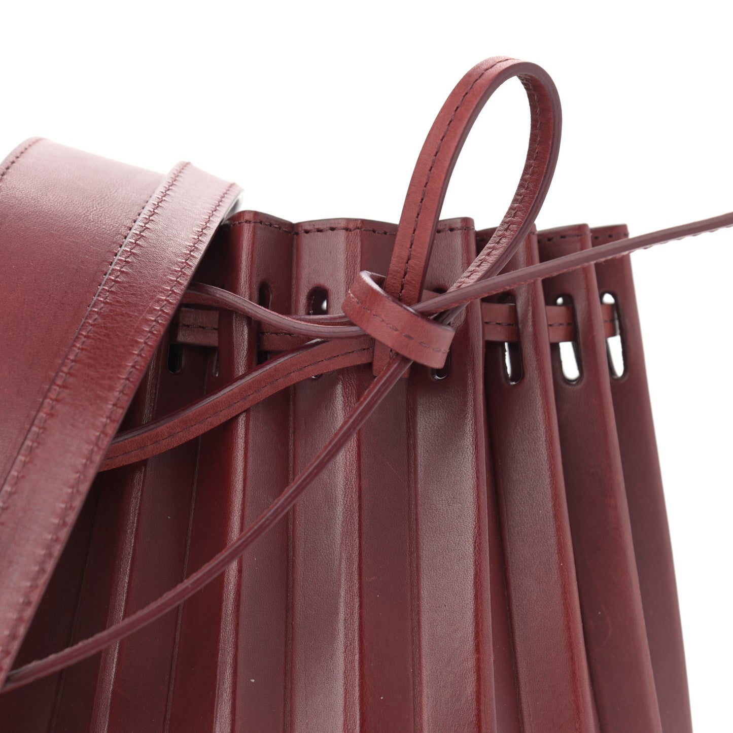 Vegetable Tanned Calfskin Pleated Mini Bucket Bag Borbo